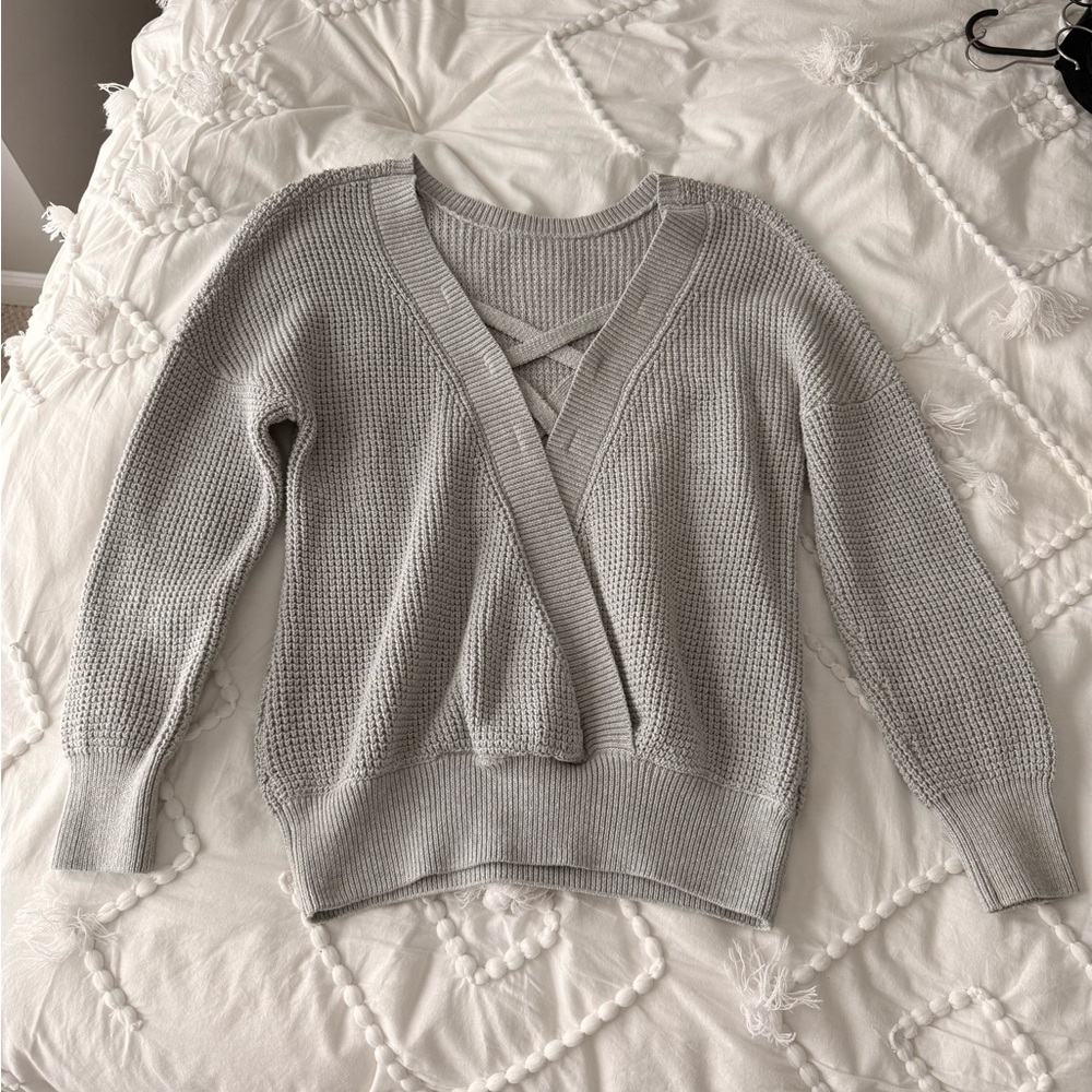 Women's Gray Sweater w/ Open Back